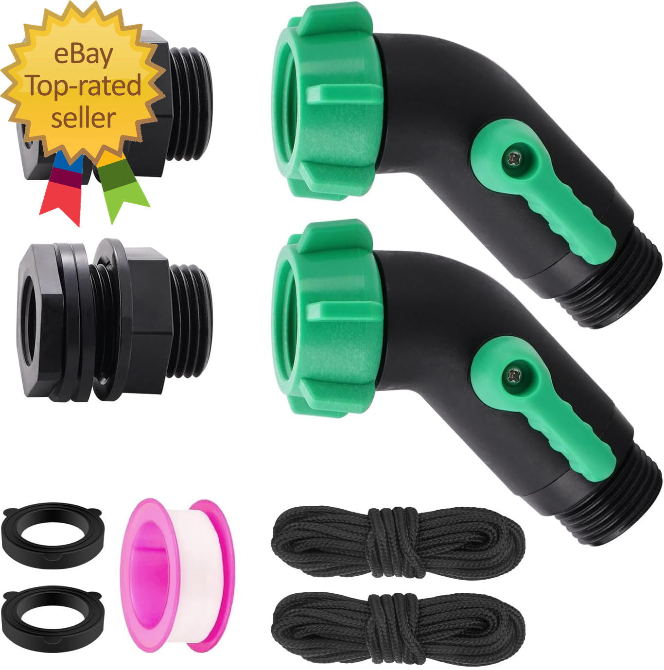 Rain Barrel Spigot Kit 2 Pack High Flow 3/4" GHT Heavy Duty Plastic Water Barrel gallery