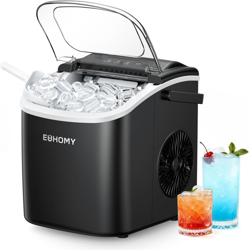 Countertop Ice Maker Machine with Handle, 26lbs in 24Hrs, 9 Ice Cubes Ready i... gallery