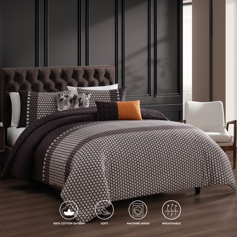 Bebejan Linear Luxe 100% Cotton Sateen 5 Piece Reversible Comforter Set gallery