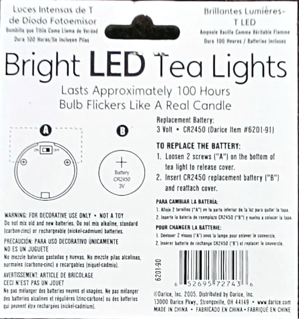 8 Darice Bright LED Tea Lights - 100 hours (2 pkgs of 4) -- FREE SHIPPING gallery