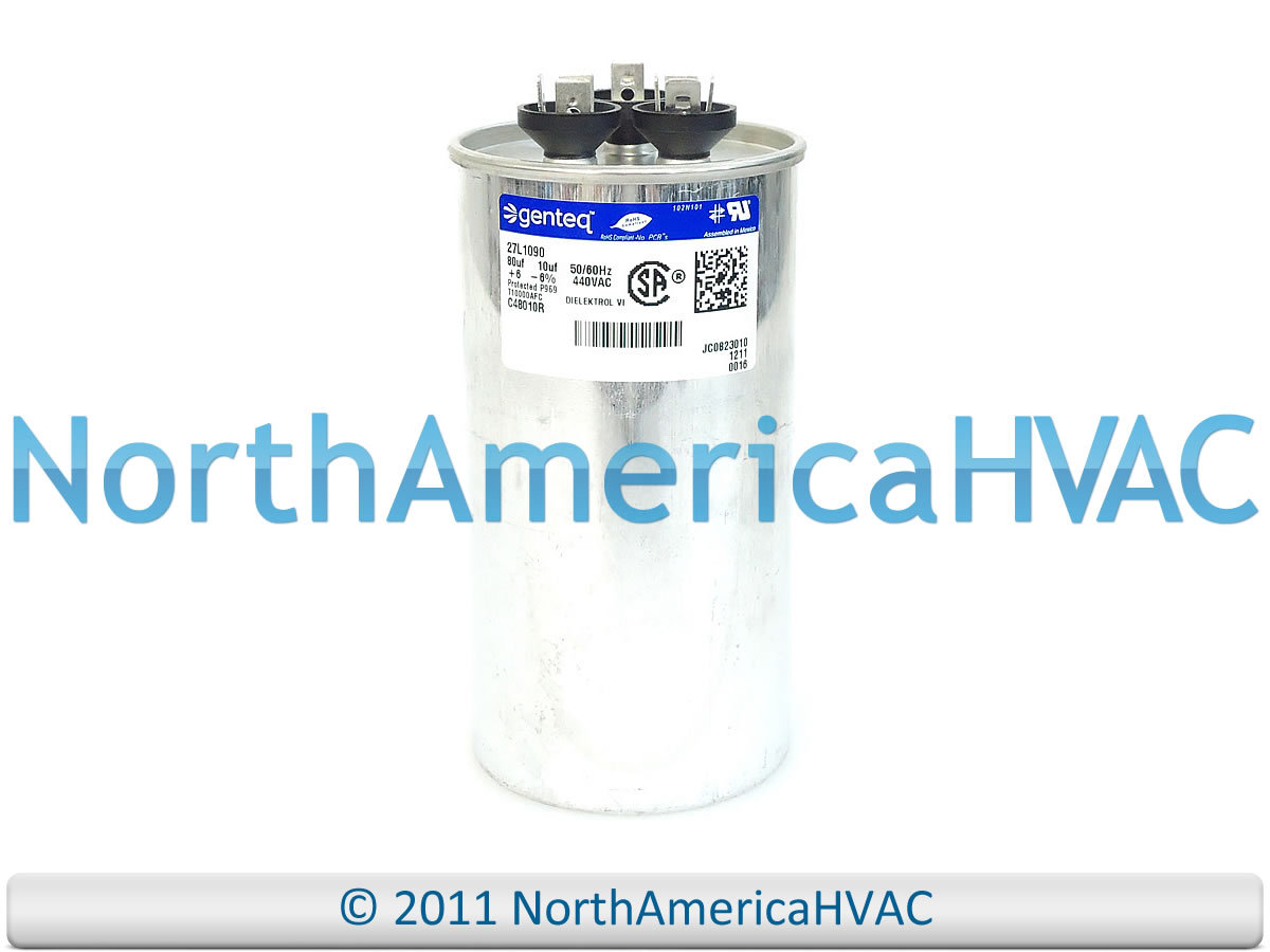 Capcom Capacitor Dual 80/10 uf MFD 440 volt Fits GE Genteq 27L1090BX 27L1090BZ3 gallery