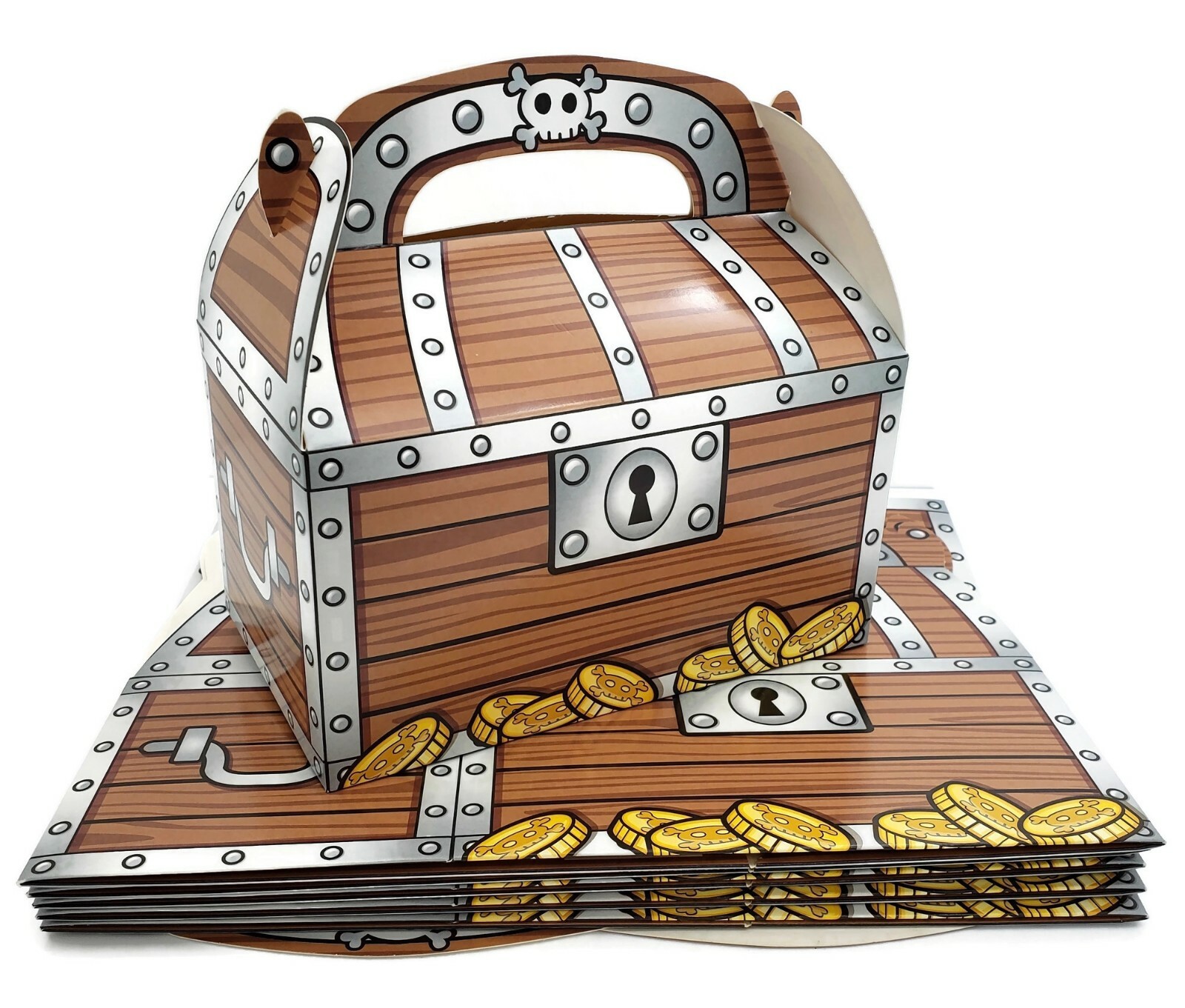 12 Pack Pirate Treasure Chest Treat Box (6.5" x 6.5" x 3.5") Paper Cardboard. gallery