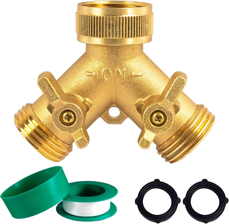 Brass Garden Hose Splitter , Solid Brass Hose Connector 3/4", Adapter Valve gallery