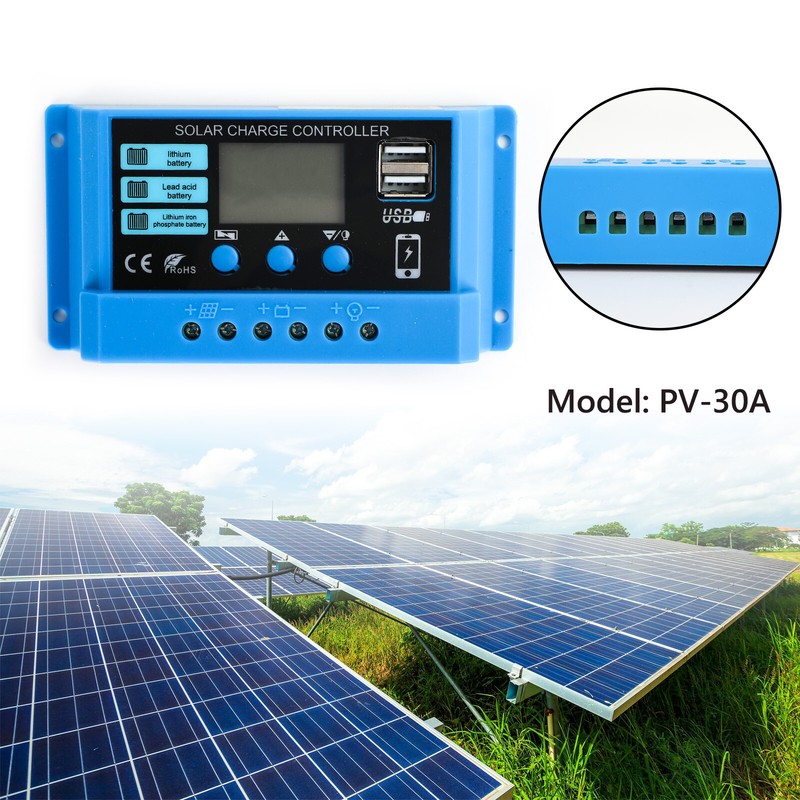 30A PWM Solar Charge Controller 12V 24V Regulator For 100W/200W/300W Solar Panel gallery