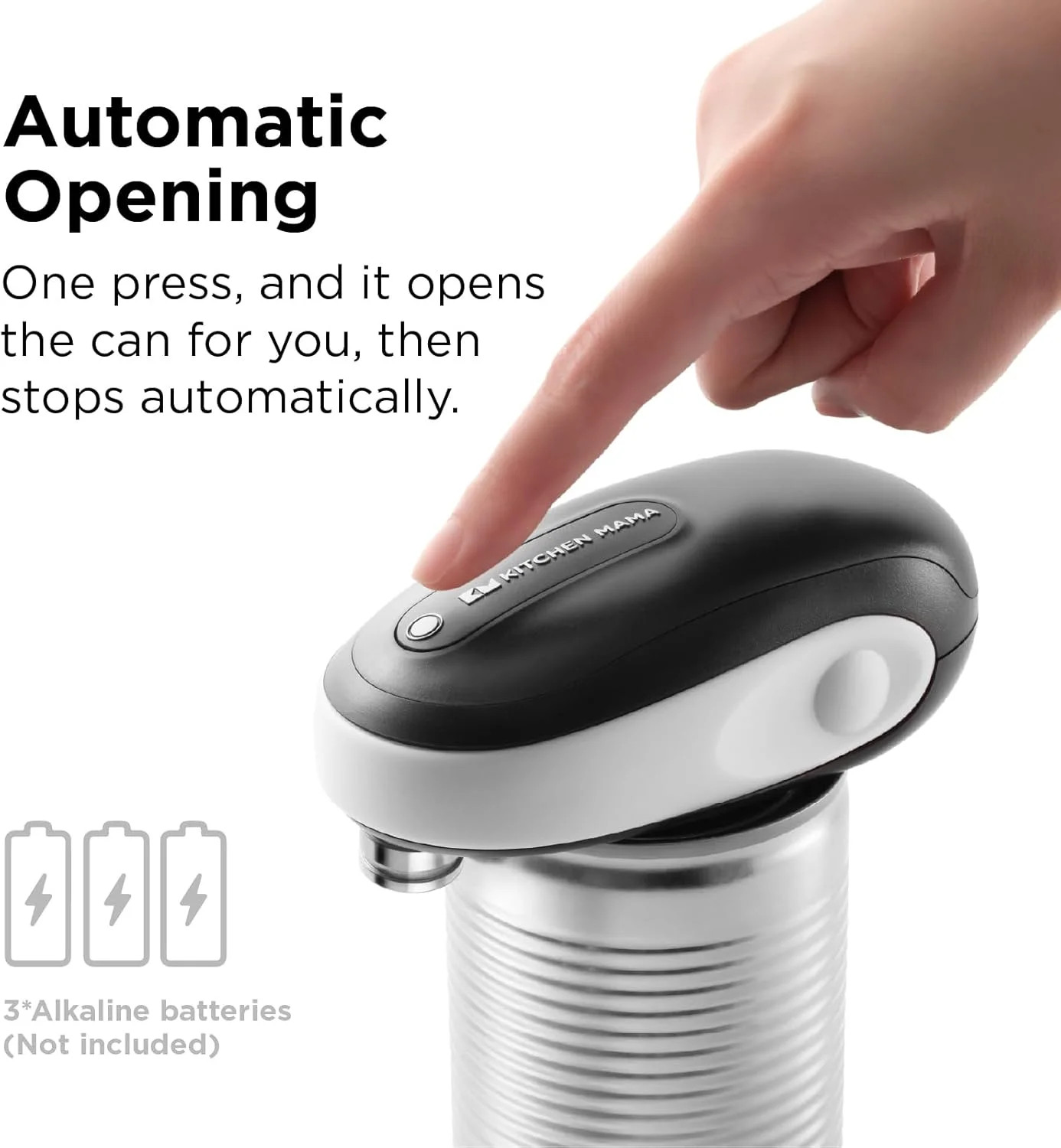 Kitchen Mama One-To-Go Electric Can Opener: One Touch, Auto Stop, Smooth Edge, L gallery