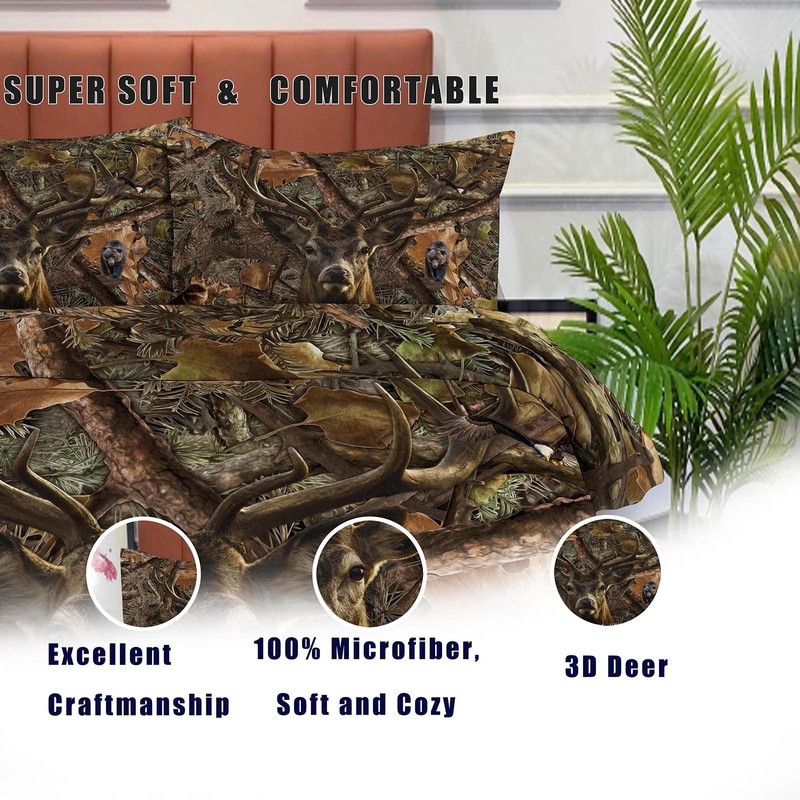 NINENINE Camo Comforter Set, Queen Size Bedding Set for Boys, Hunting Bed Set... gallery