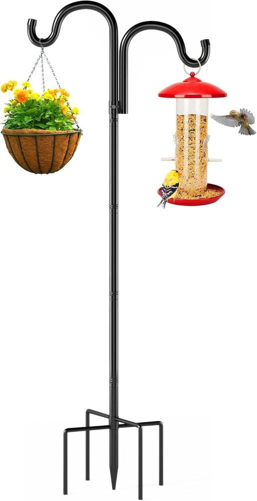 92" Double Shepherds Hooks Adjustable Bird Feeder Pole for Garden Hanging Plants