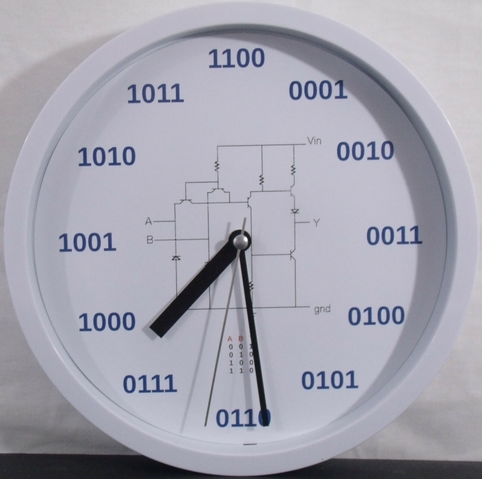 Geek Clock Analog Clock with binary numbers, NAND circuit, truth table gallery