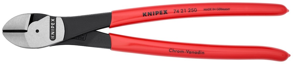 KNIPEX 74 21 250 10" High Leverage 12° Angled Diagonal Cutters