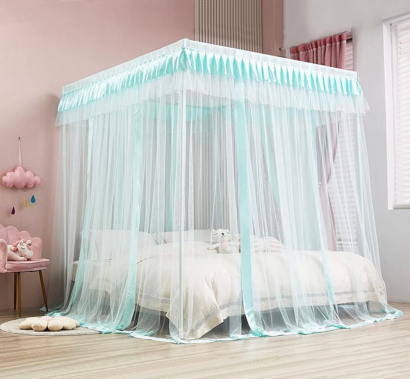 Rainbow Canopy Bed Curtains with Lights for Girls Princess Net Drapes Full Size gallery