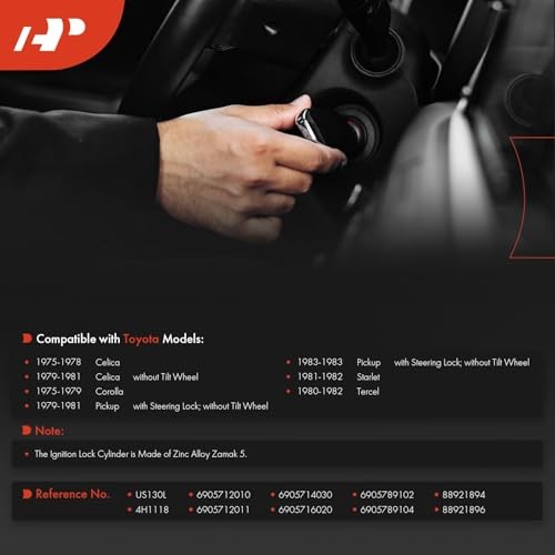 Ignition Lock Cylinder with 2 keys Compatible with Toyota Vehicles - Corolla gallery