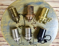 Solid Brass Light Socket, Pull Chain On/Off, Vintage Industrial Lamps Pendants