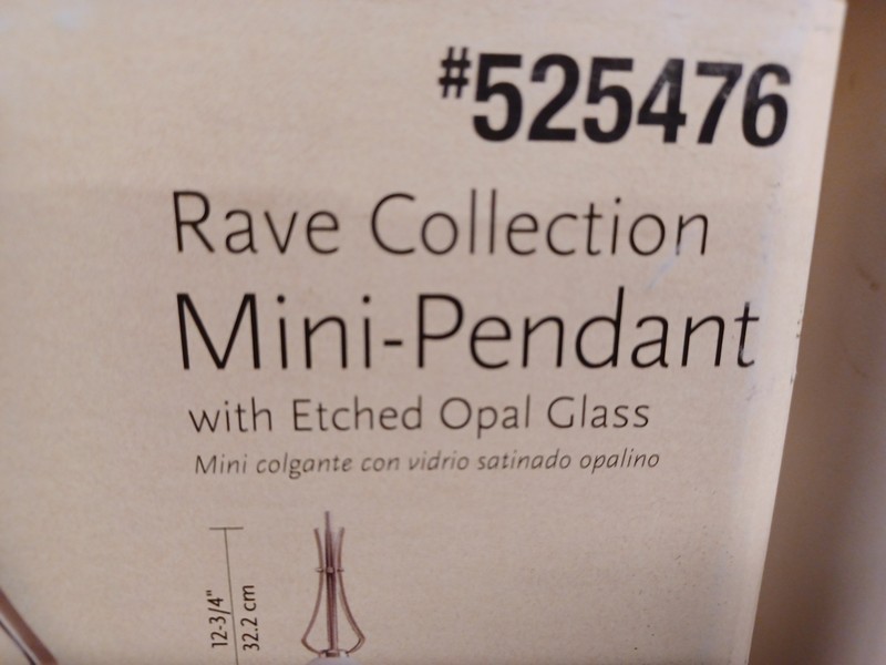 Progress Lighting RAVE Collection NICKEL Mini-Pendant Etched OPAL Glass #525476 gallery