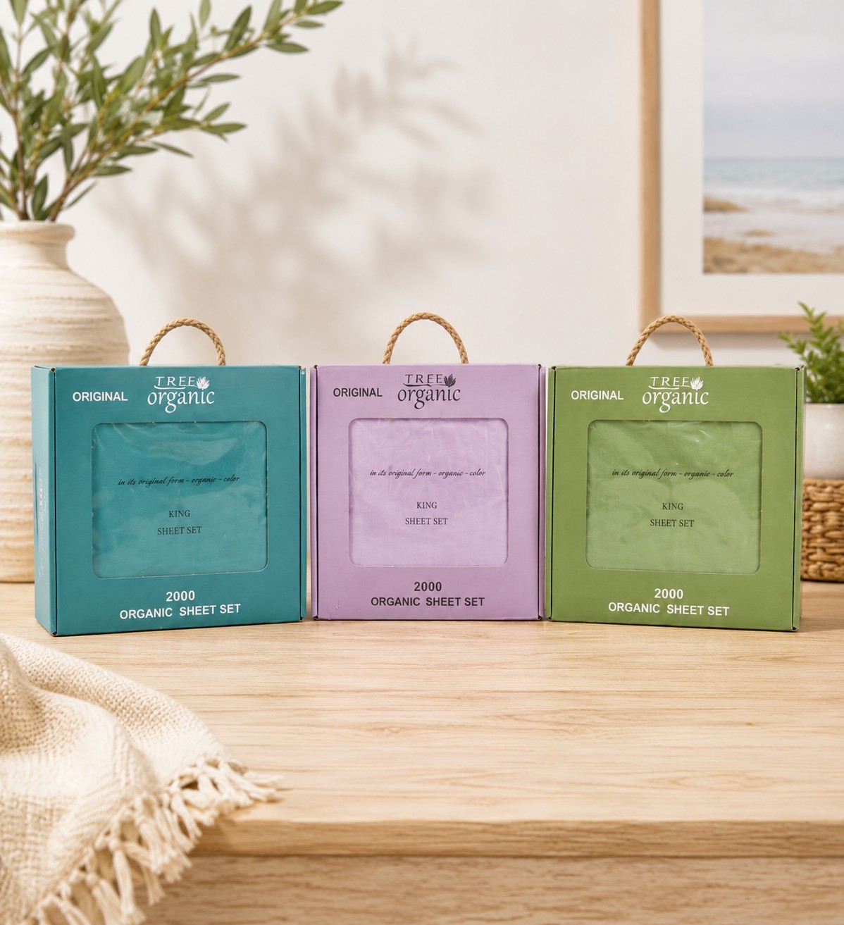 Tree Organic King Sheet Sets (Aqua) – 2000 Collection – Organic Cotton gallery