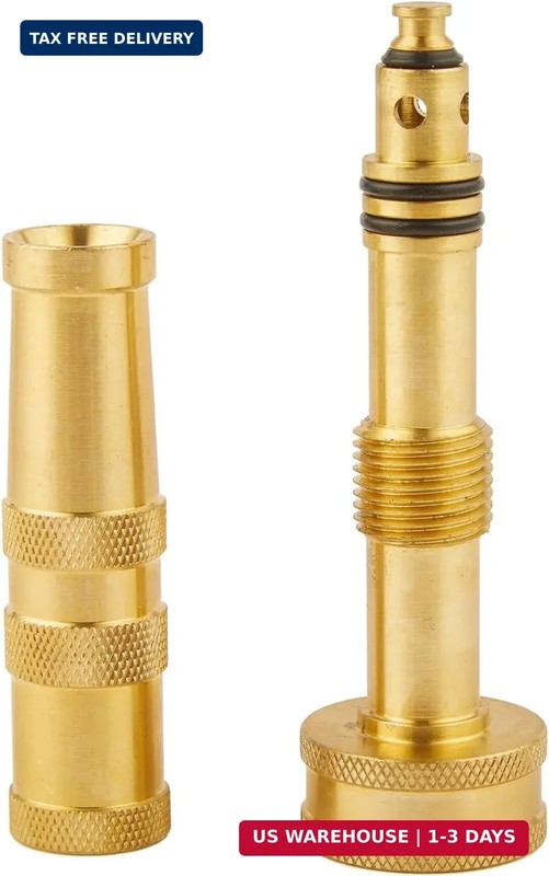 Solid Brass Garden Spray Nozzle 4" Adjustable Twist Water Hose USA Stock 2 PACK gallery