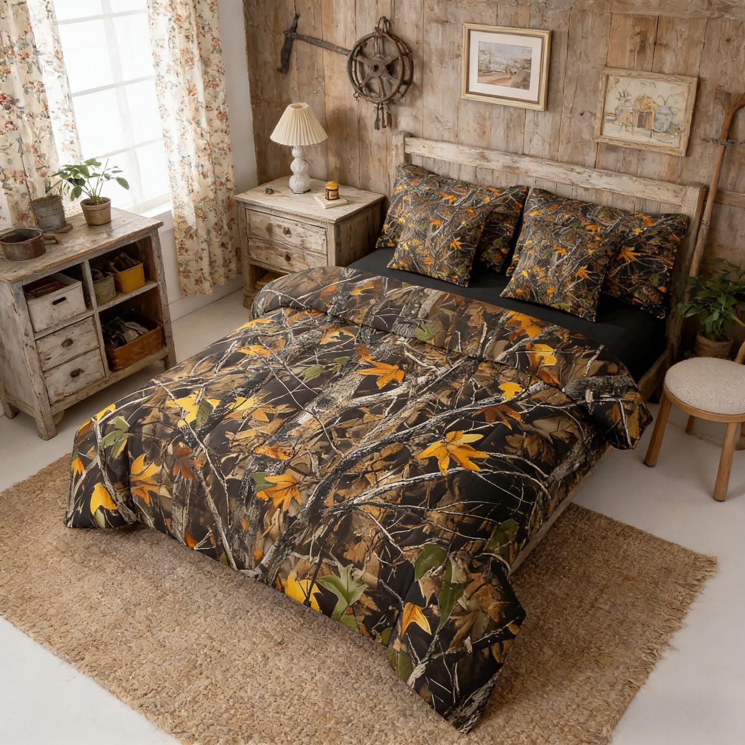 Rustic Camo King Bedding Set - 7 Piece Woodland Comforter & Sheets gallery