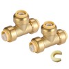EFIELD (2 to 100 Packs) 3/4"×3/4"×3/4"Push Fit Equal Tee Brass Fitting Lead Free gallery
