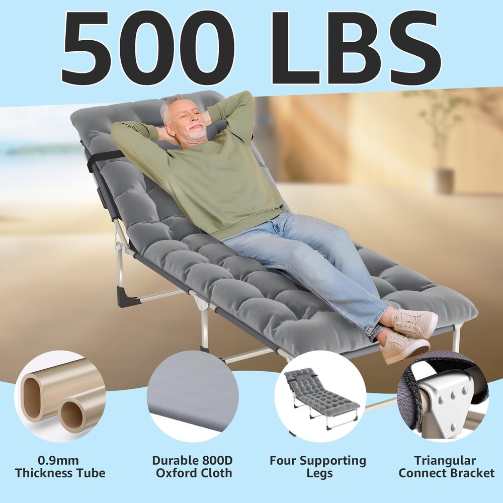 Upgraded Folding Camping Cot for Adults, with Padded for Camping Home