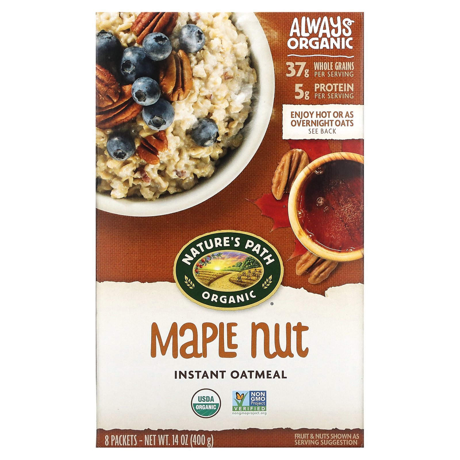 Organic Instant Oatmeal, Maple Nut, 8 Packets, 14 oz (400 g) gallery