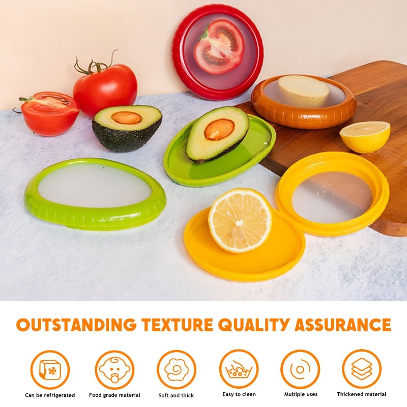 4 Pcs Silicone Fruit Vegetable Containers Green Red Yellow Brown gallery