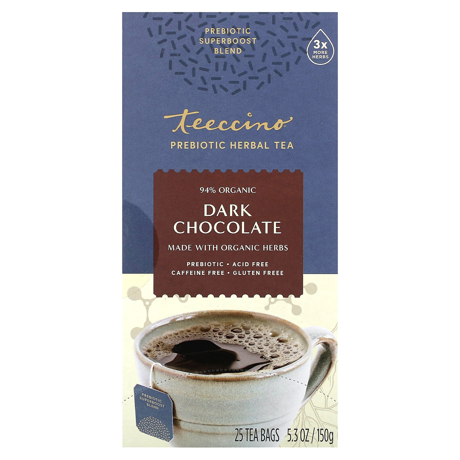 Prebiotic Herbal Tea, Dark Chocolate, Caffeine Free, 25 Tea Bags, 5.3 oz (150 g) gallery