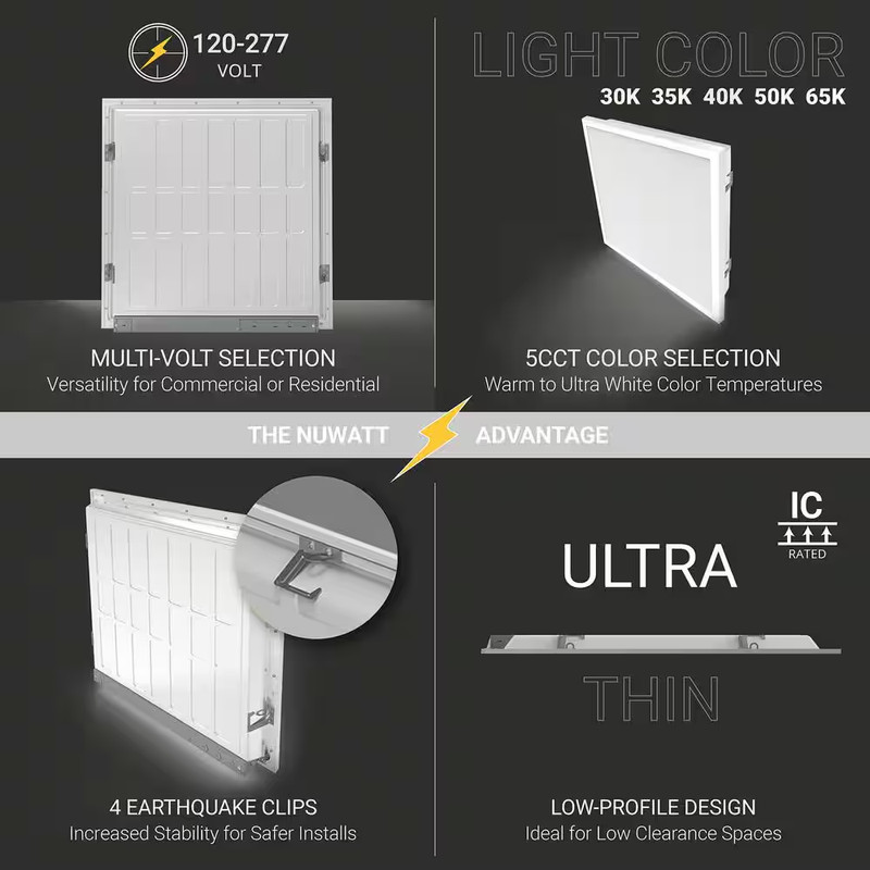 2 Ft. X 2 Ft. Integrated LED Panel Drop Ceiling Lights 0-10V Dimmable 40/30/20W gallery