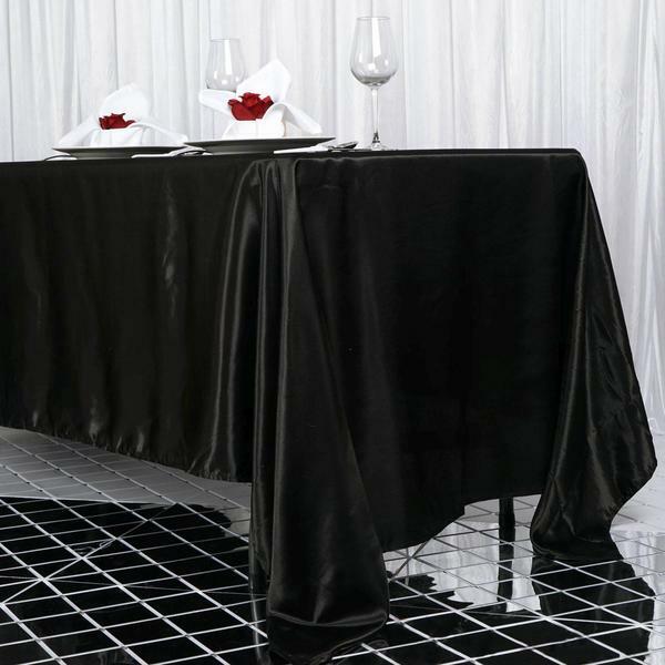 72x120-Inch RECTANGULAR SATIN TABLECLOTH Dinner Wedding Party Linens Decorations gallery