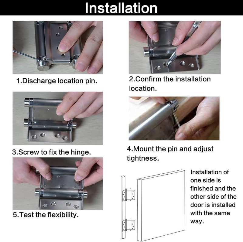 NEW 8in Double Action Spring Hinges Self Closing Door Stainless Steel Pair gallery