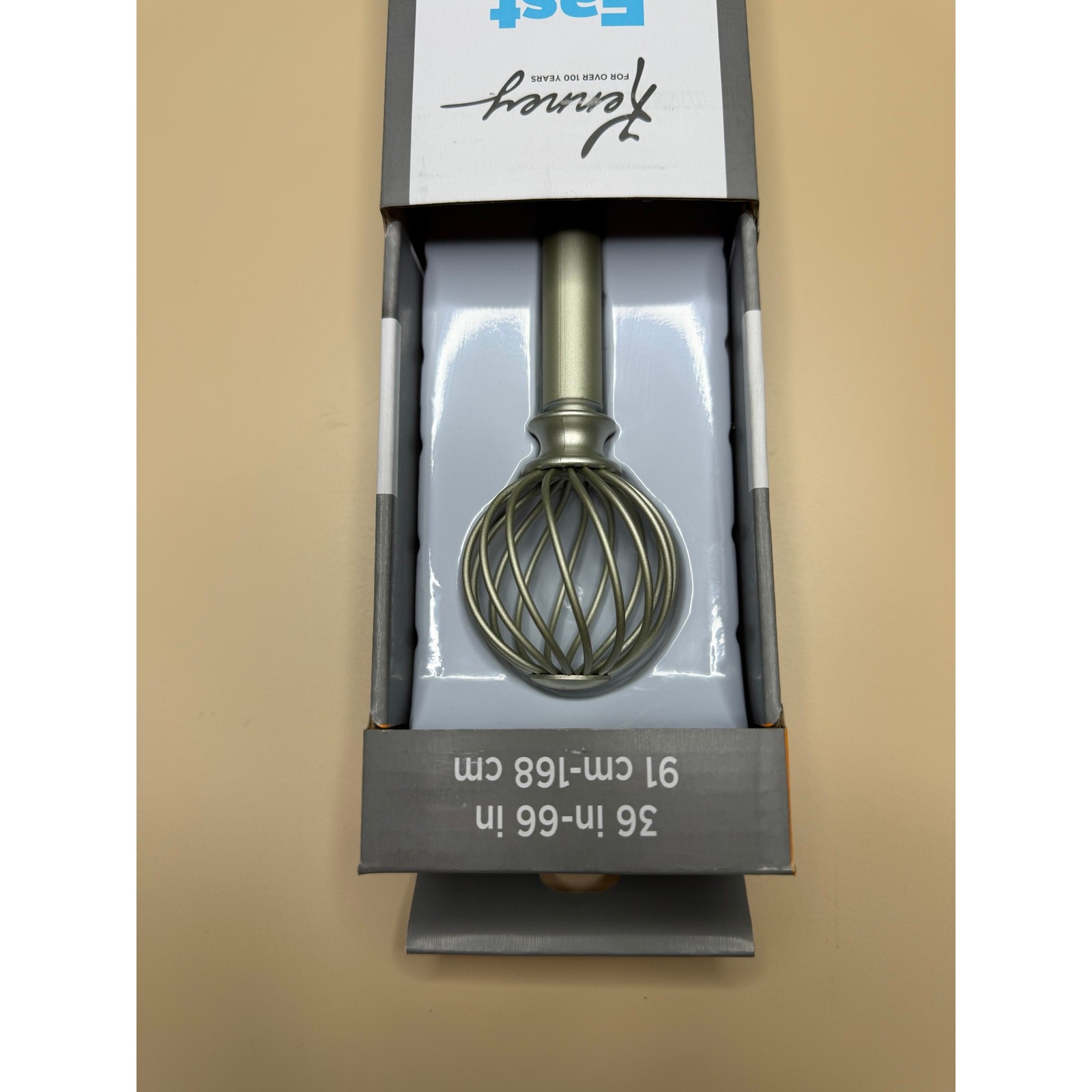 Kenney Fast Fit Swindell 5/8" Easy Install Curtain Rod 36 to 66 in Brushed Nicke gallery