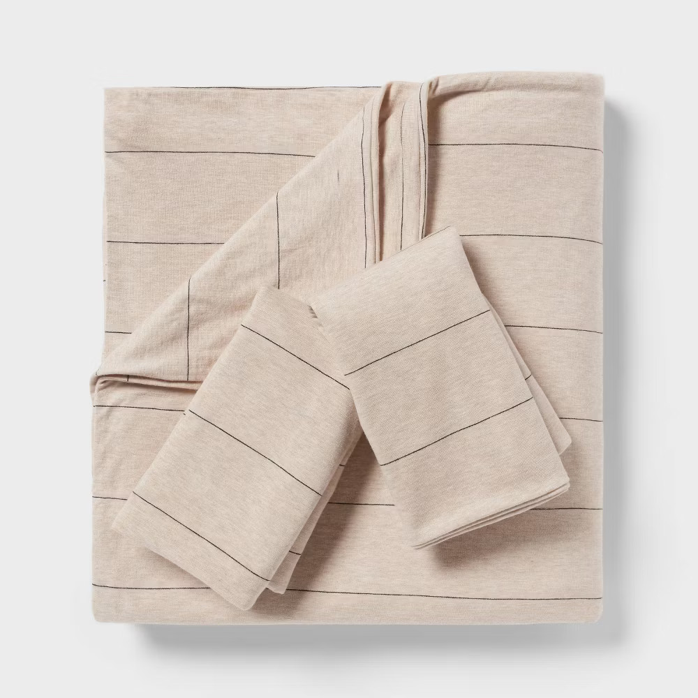 Full/Queen Jersey Comforter and Sham Set Oatmeal - Threshold gallery
