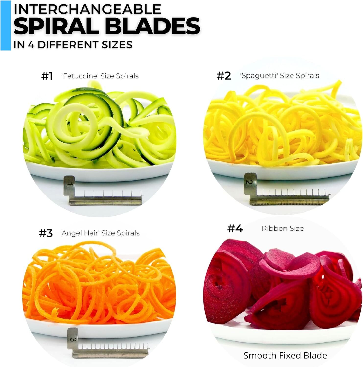 ICO 3-Blade Steel Vegetable Spiralizer Slicer and Curly Fry Cutter Zoodles Make gallery