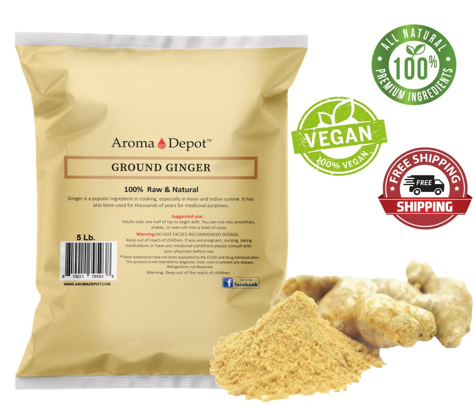 5 lb Ground Ginger Root Powder Natural Premium Raw Zingiber Officinale Jengibre gallery