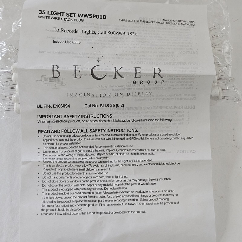 2 Becker Group 35 Light Set WWSP01B Imagination On Display Indoor Only Lights gallery