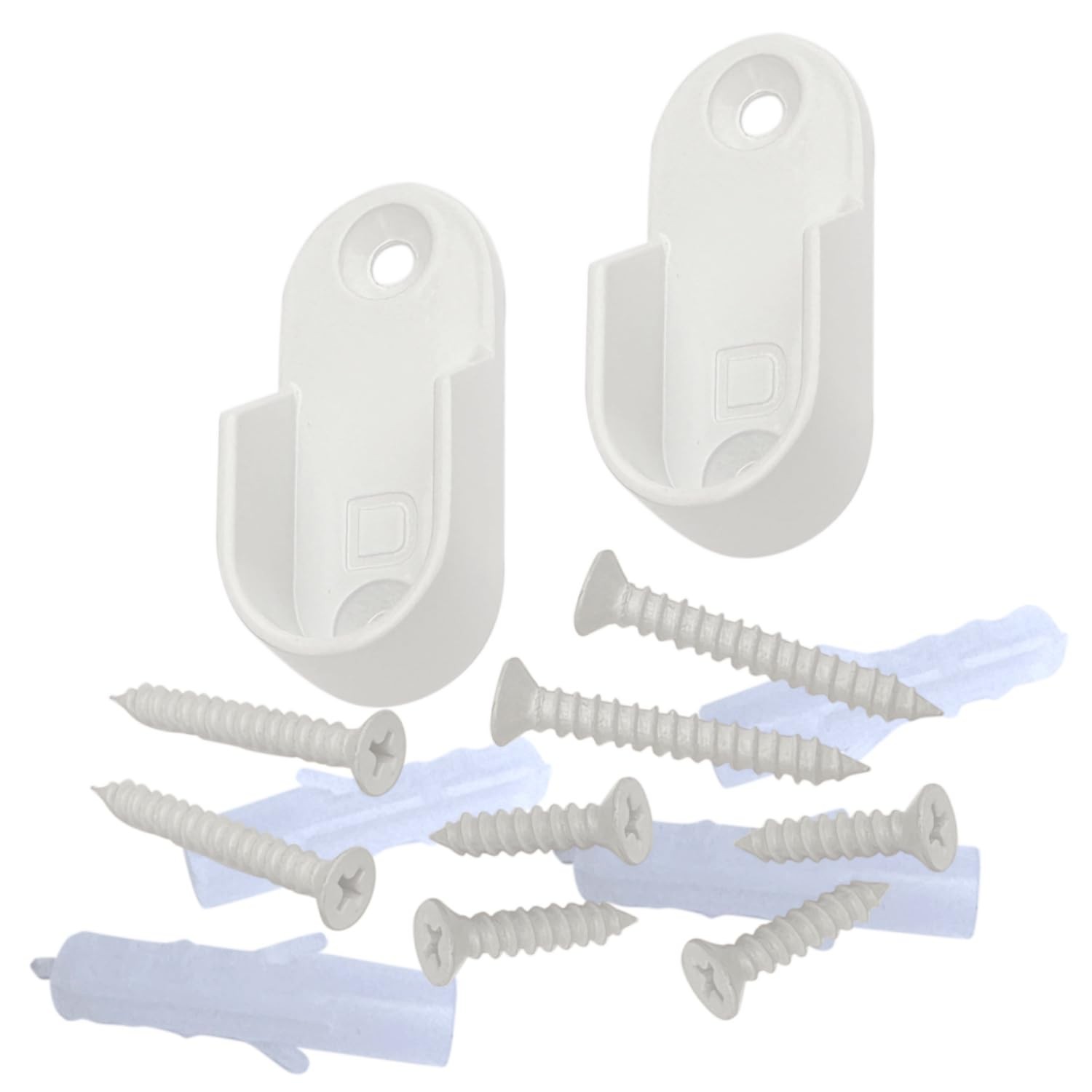 Oval Closet Rod End Supports | Screw on Type | 15mm x 30mm | Gloss White | 1 ... gallery
