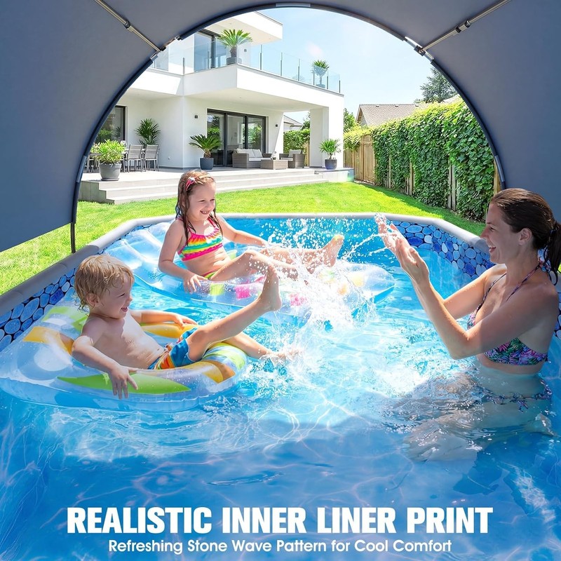 Durable Non Inflatable 90x50x20 Foldable Pool With Canopy For Adults And Kids gallery
