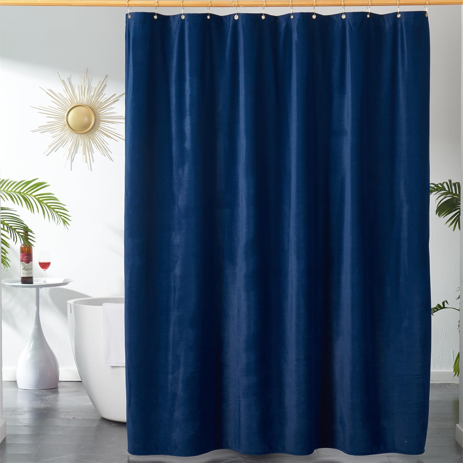 Navy Blue Shower Curtains Bathroom Velvet Luxury 260 GSM Heavy Duty Fabric gallery