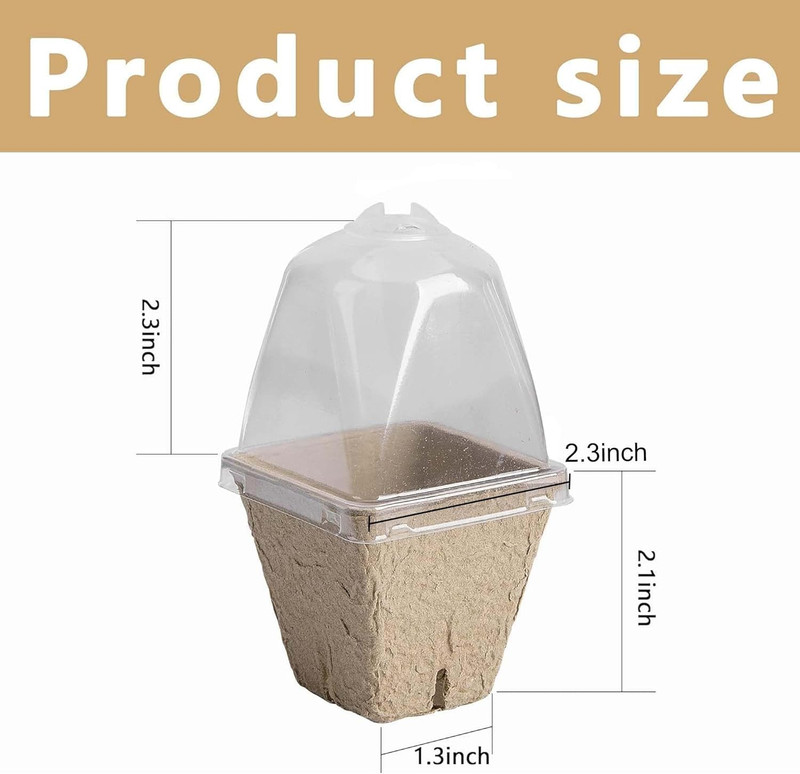 20 Pack Peat Seed Starter Pots with Domes Square Biodegradable gallery