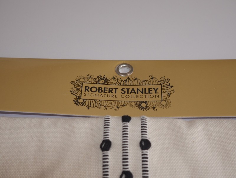 Robert Stanley Table Runner 14” x 72” Beige Black Farmhouse 100% Cotton NWT gallery