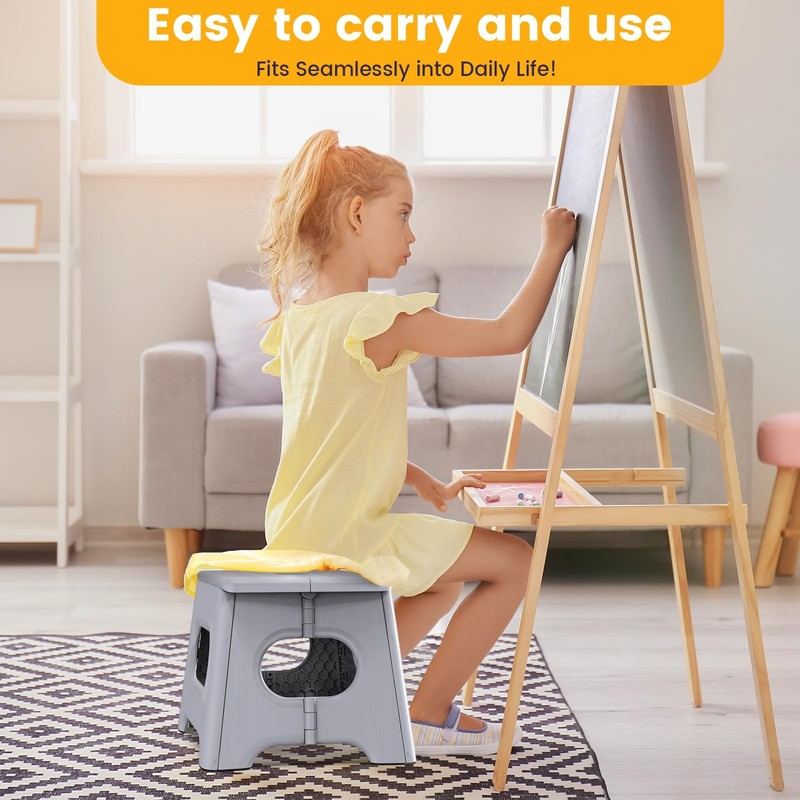 HBTower Folding Step Stool 9 Inch - Holds 600 lb, 9 (Pack of 1), White gallery