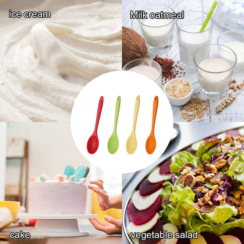 4 Pack 10.8" Large Silicone Mixing Spoons Non Stick Cooking Spoon for Stirring gallery
