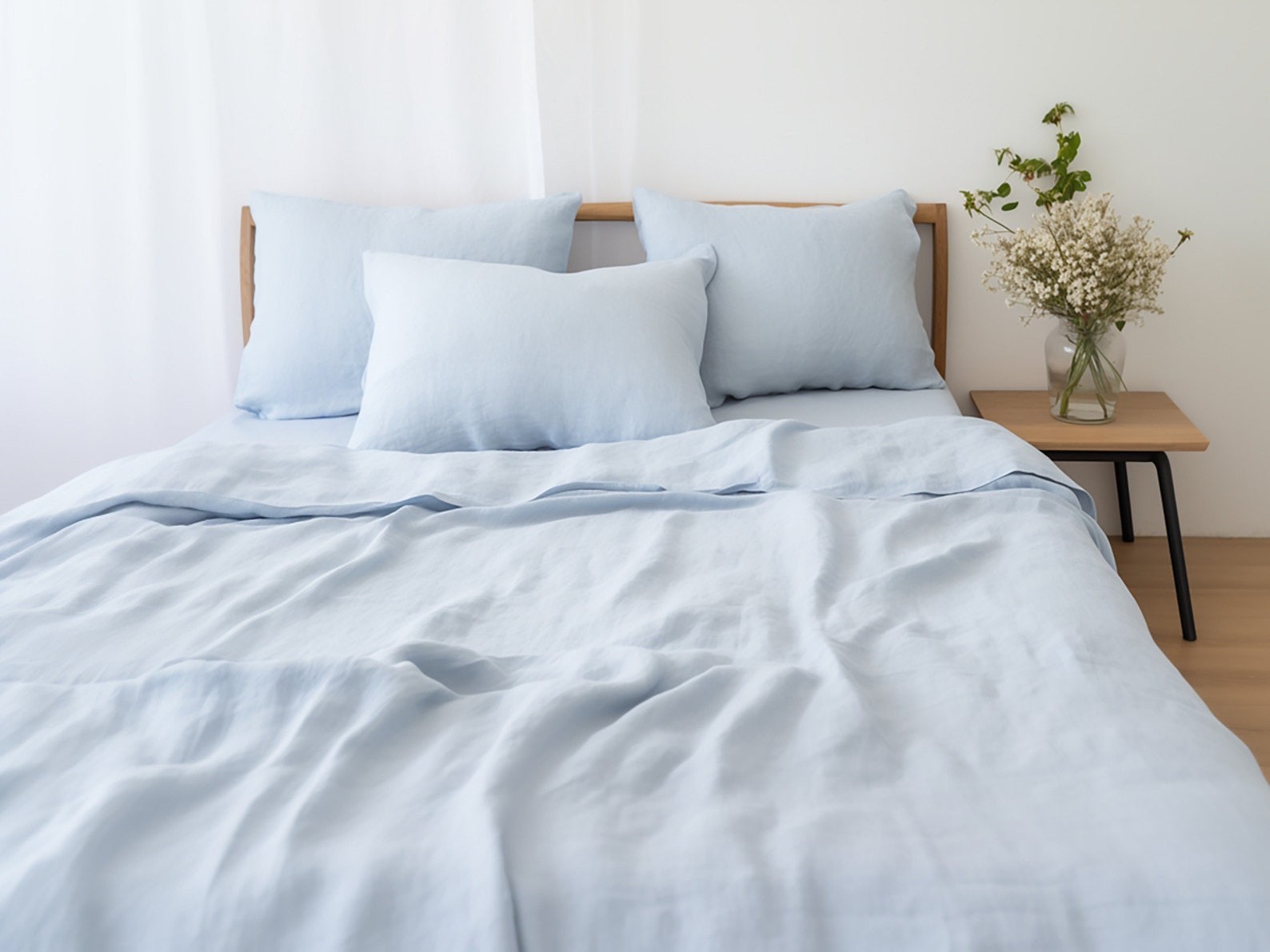 Linen Sheet Set 100% Organic Flax Linen Bed Sheets Flat Sheet with Pillowcases gallery