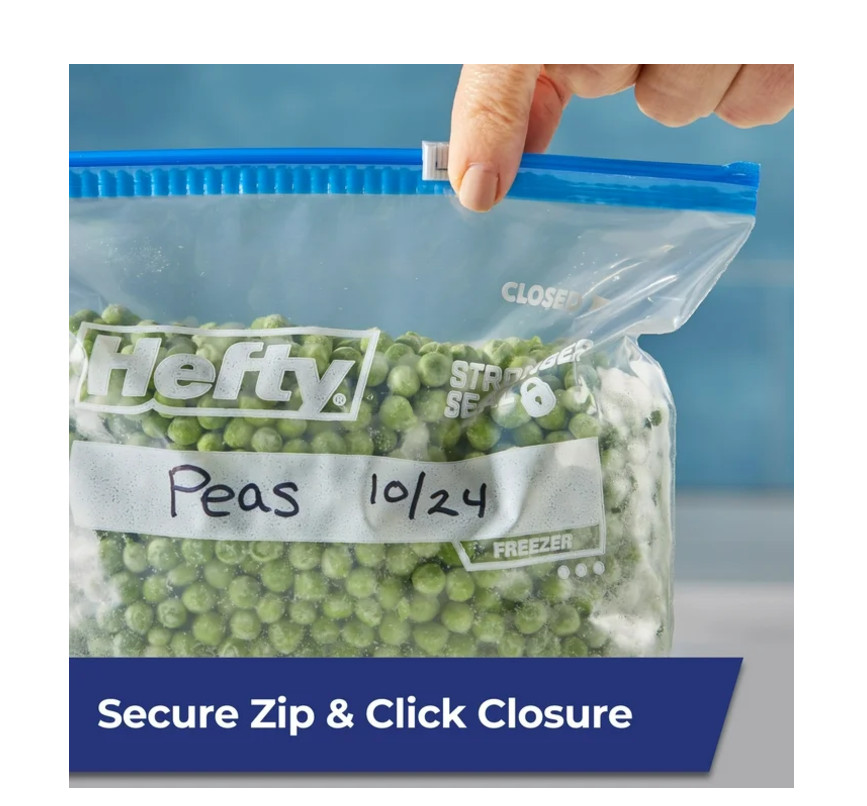 Hefty Slider Freezer Storage Bags, Quart Size, 75 Count gallery
