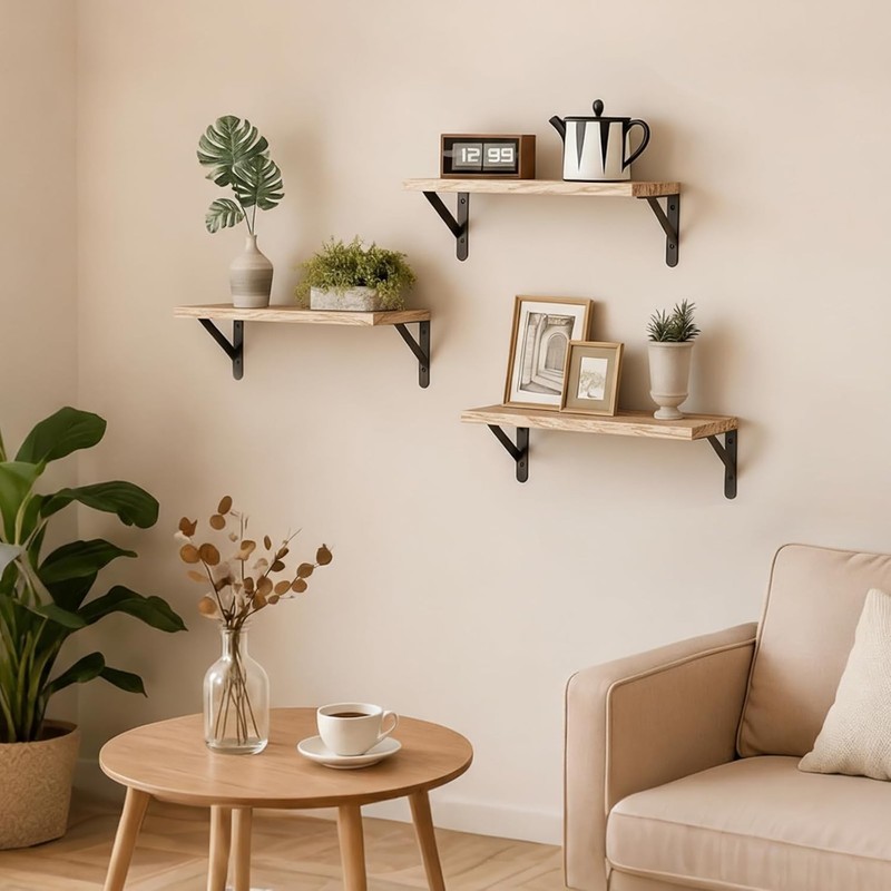 Beautiful Rustic Brown Floating Shelves for Wall - Maximize Your Space Elegantly gallery