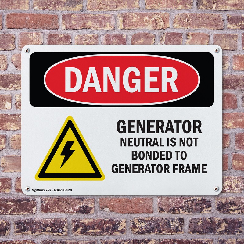 (2 Pack) Generator Neutral Is Not Bonded OSHA Danger Sign Decal Metal Plastic gallery