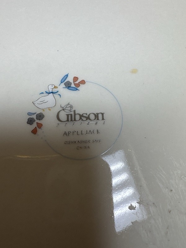 Gibson Applejack Goose Dinnerware Set 7 Pc Plates Bowls Farmhouse gallery
