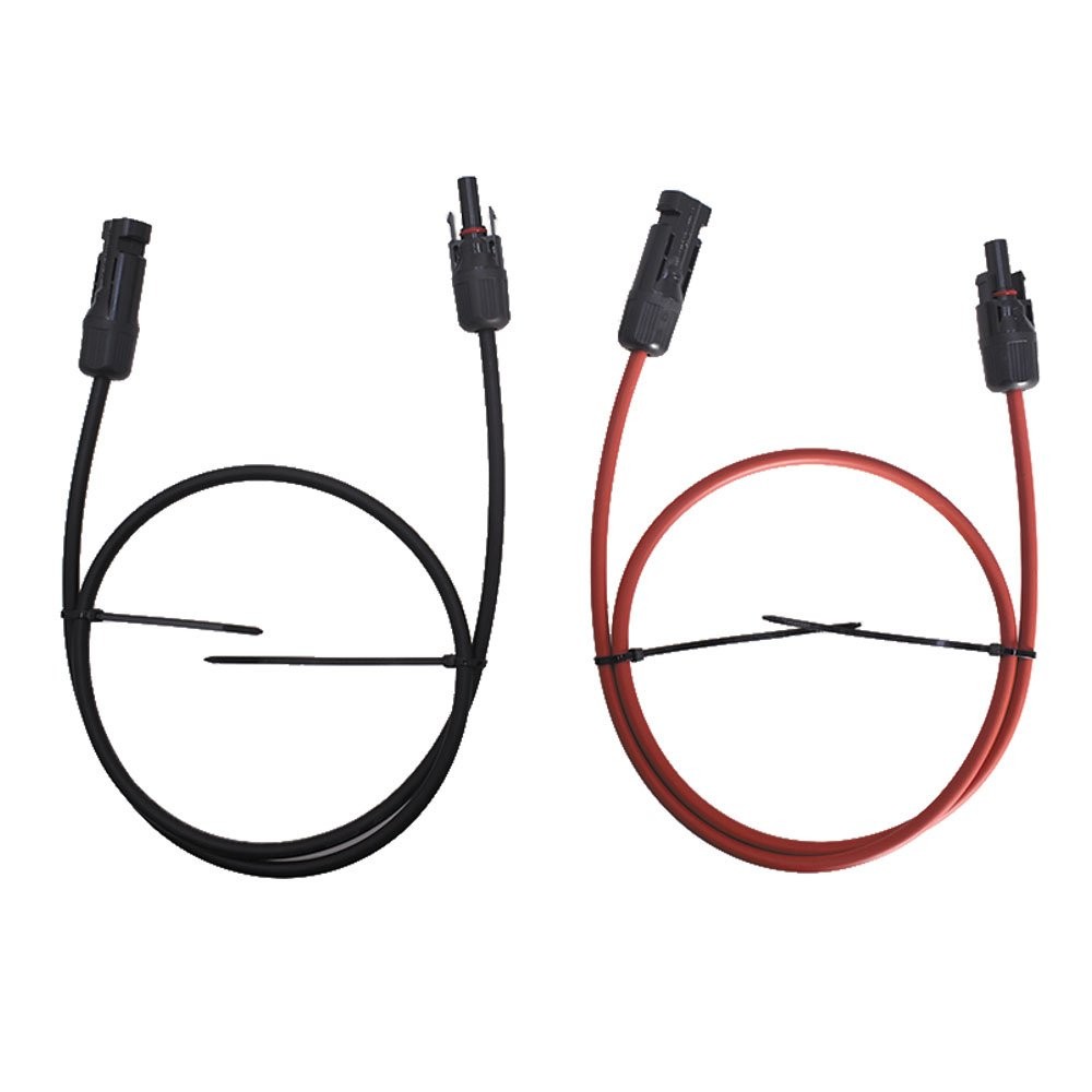 1 Pair 3 Feet Black + Red Solar Panel Extension Cable Wire Connector 10 AWG gallery