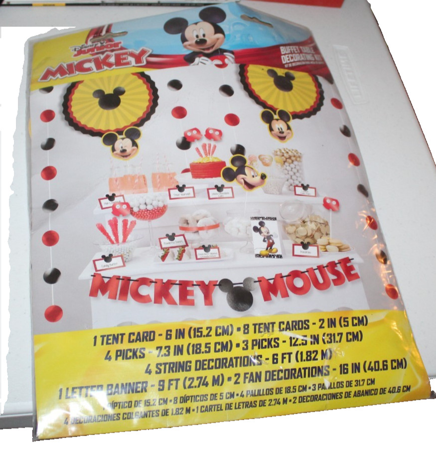 Disney Junior Mickey Mouse Buffet Table Decorating Kit Letter Banner Picks Cards