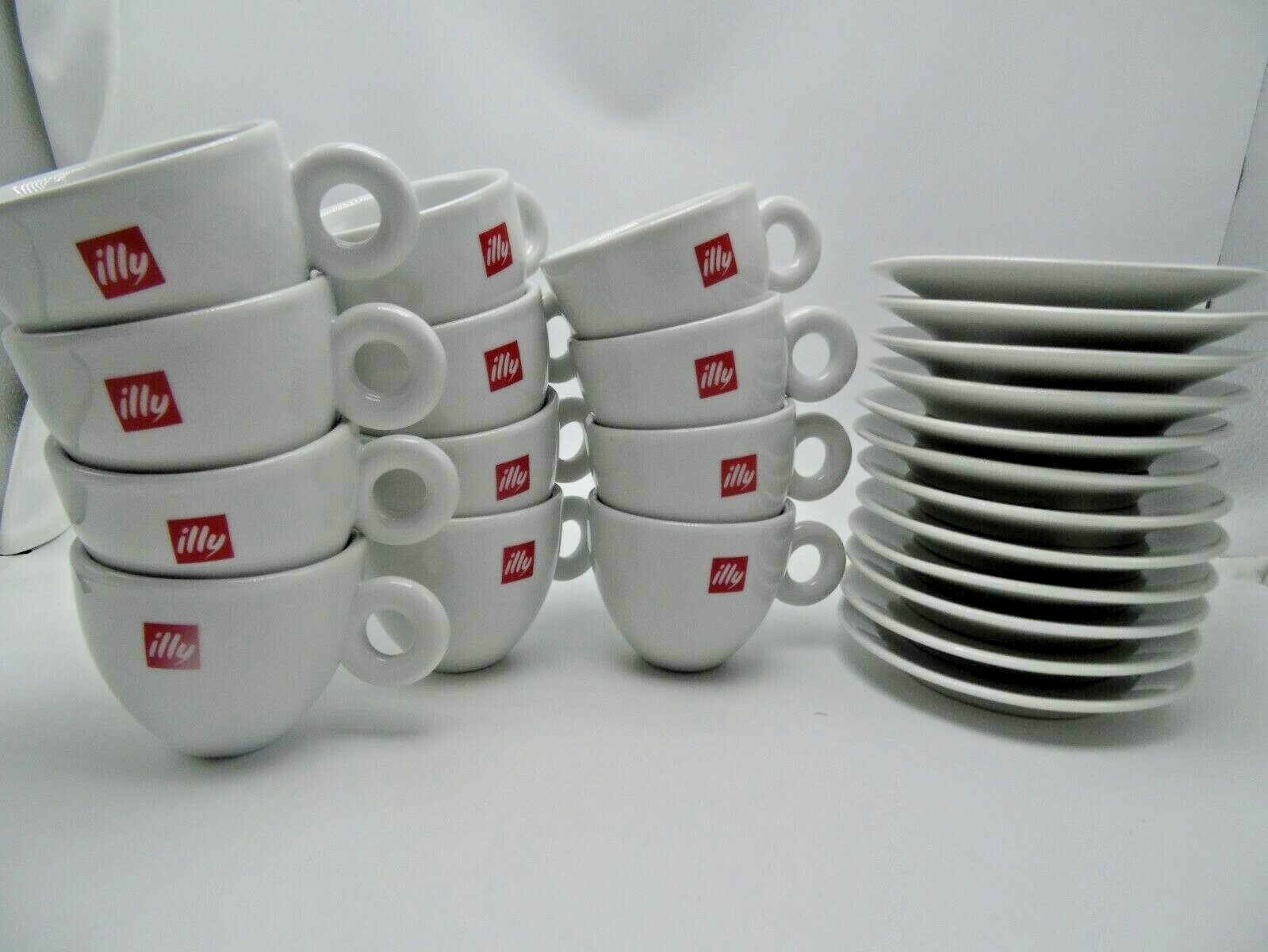 ILLY CAPPUCCINO CUPS LOGO (12 CUPS) & (12 SAUCERS) Porcelain 6 oz capacity gallery