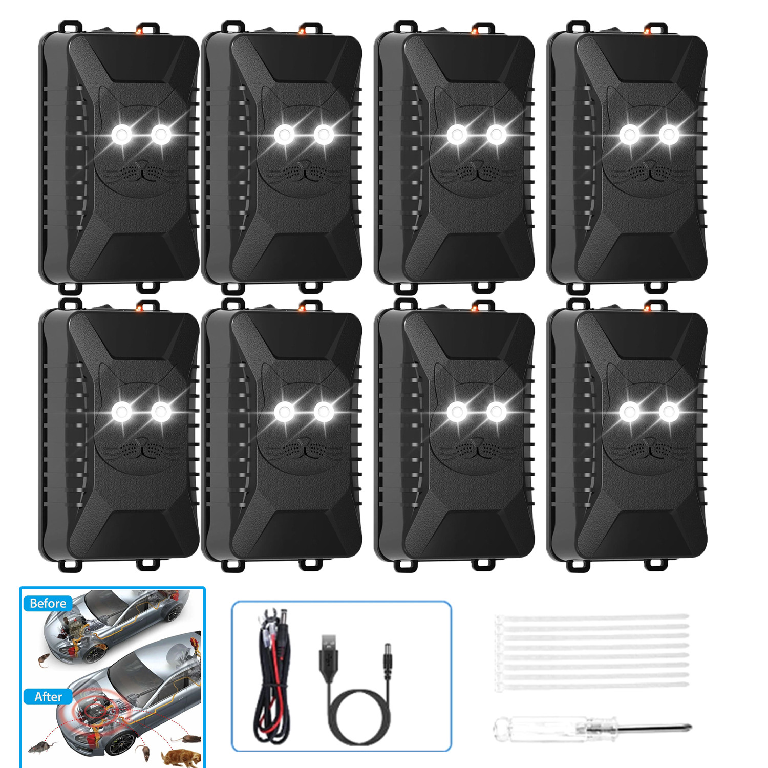 8PCS Car Ultrasonic Mouse Repeller Rat Rodent Pest Control Deterrent Repellent gallery