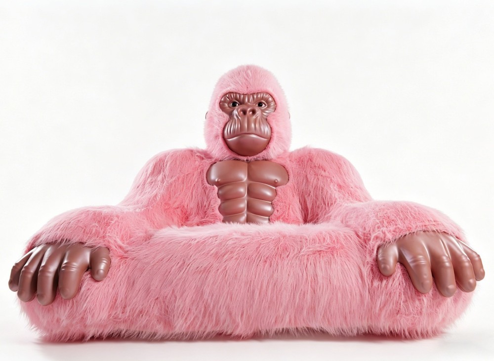 Inflatable Gorilla Couch Sofa Luxury Mink Plush 600kg Load Capacity Lounge Chair